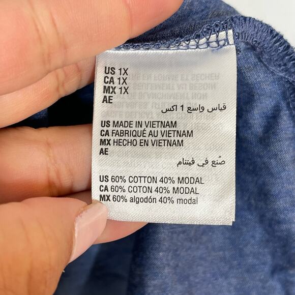 NEW Karen Scott Button Down Shirt Women's Plus Size 1X Blue Long Sleeve Casual - Picture 6 of 6